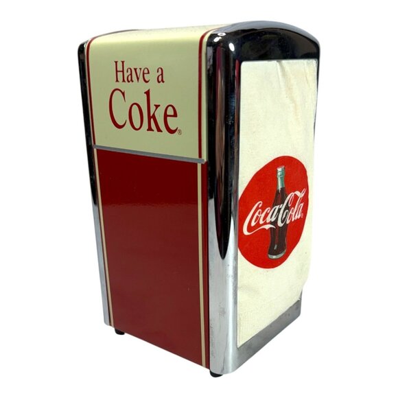 Vintage Coca-Cola Retro Napkin Dispenser Red & White Metal Diner Style - Picture 3 of 6